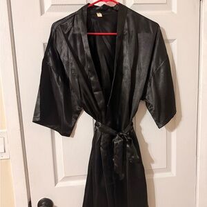 Elegant Black Satin Robe